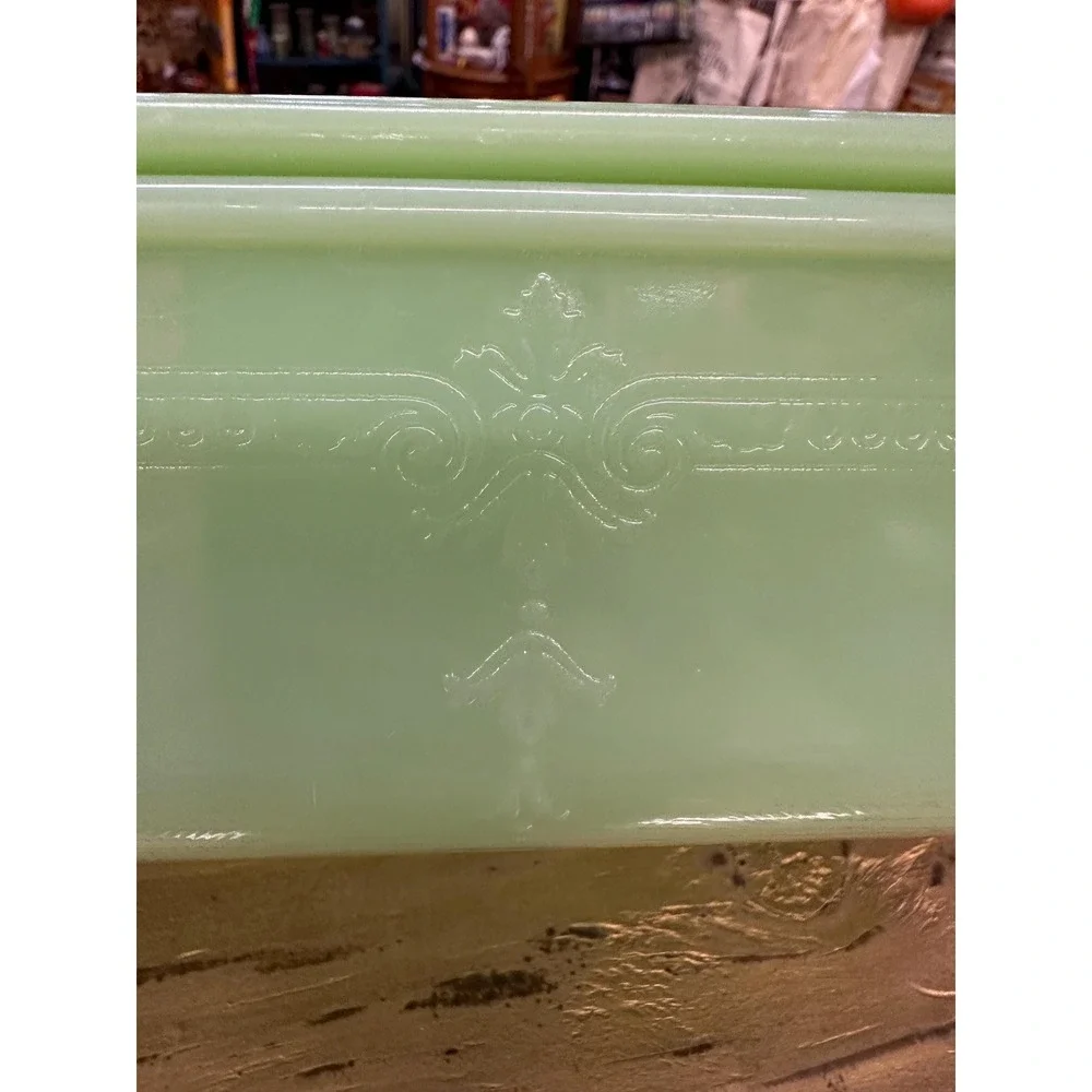 Vintage HTF Fire-King Jadeite Philbe Large Refrigerator Dish